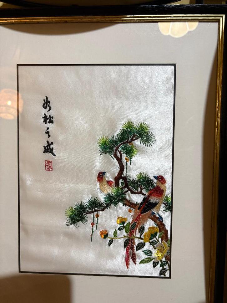 Authentiek Chinees borduurwerk op zijde, Antiek en Kunst, Kunst | Niet-Westerse kunst, Ophalen