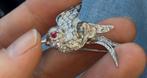 Diamanten vogel broche 18 k, Handtassen en Accessoires, Broches, Ophalen of Verzenden
