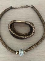 Handgemaakte halsketting en armband, Handtassen en Accessoires, Kettingen, Overige materialen, Gebruikt, Overige kleuren, Ophalen of Verzenden