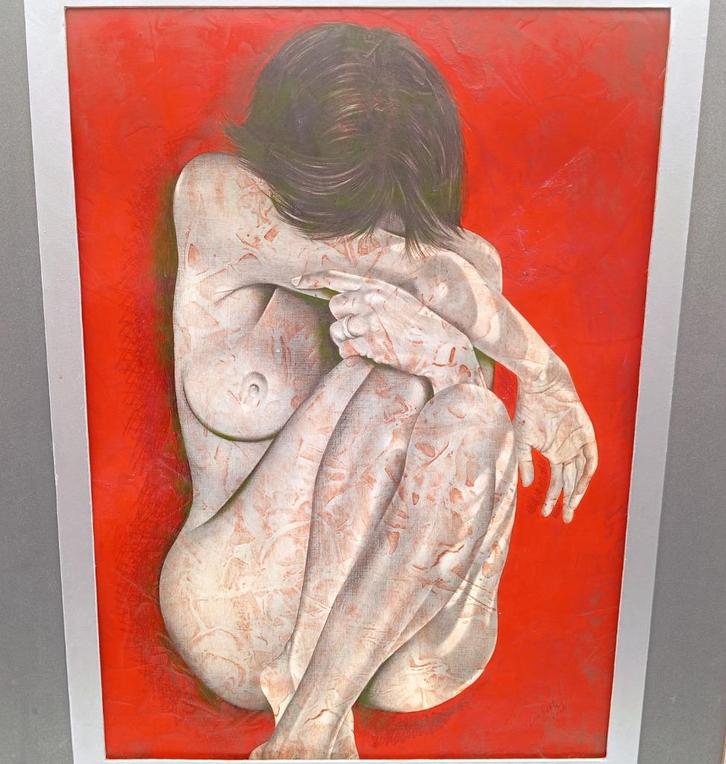 LAMBERTI erotisch schilderij naakt, Antiek en Kunst, Kunst | Schilderijen | Abstract, Ophalen of Verzenden