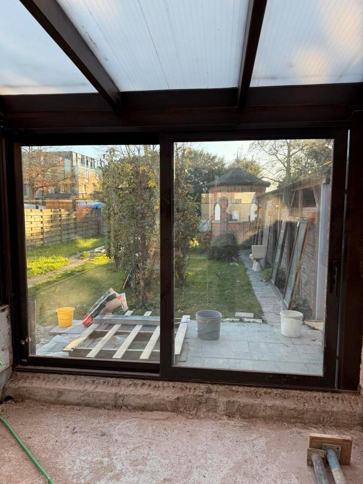 Schuifraam incl. rolluik en vliegenraam, Doe-het-zelf en Bouw, Raamkozijnen en Schuifdeuren, Gebruikt, Raamkozijn, Aluminium, 150 tot 225 cm