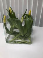 Glazen vierkante vaas, Huis en Inrichting, Ophalen, Zo goed als nieuw, Glas