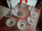 Vintage glazen schaal en 7 kommen, Ophalen, Gebruikt, Glas, Kom(men)