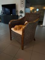 4 stuks zeteltjes hout riet met zitkussens, Ophalen of Verzenden, Zo goed als nieuw, Hout