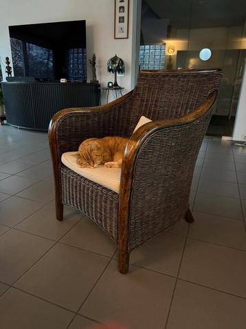 4 stuks zeteltjes hout riet met zitkussens beschikbaar voor biedingen