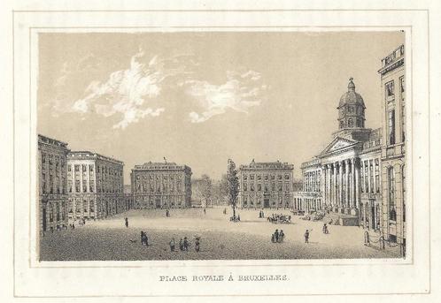 1844 - Bruxelles Place Royale / Koningsplein Brussel, Antiek en Kunst, Kunst | Etsen en Gravures, Verzenden
