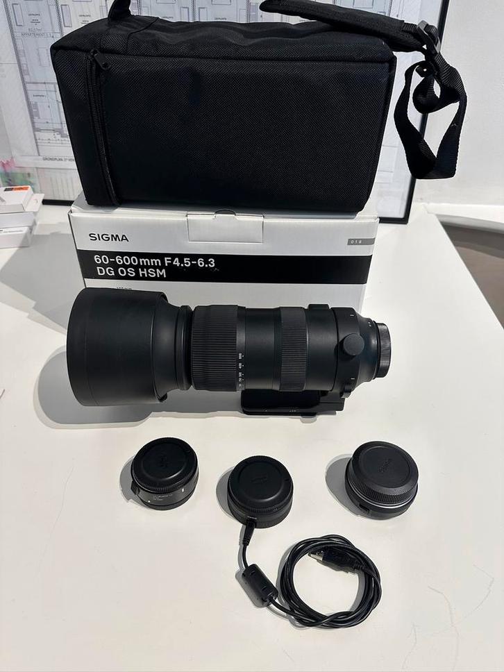 Sigma 60-600 f4.5-6.3 plus Sport voor CANON + Extender x1.4, Audio, Tv en Foto, Foto | Lenzen en Objectieven, Zo goed als nieuw