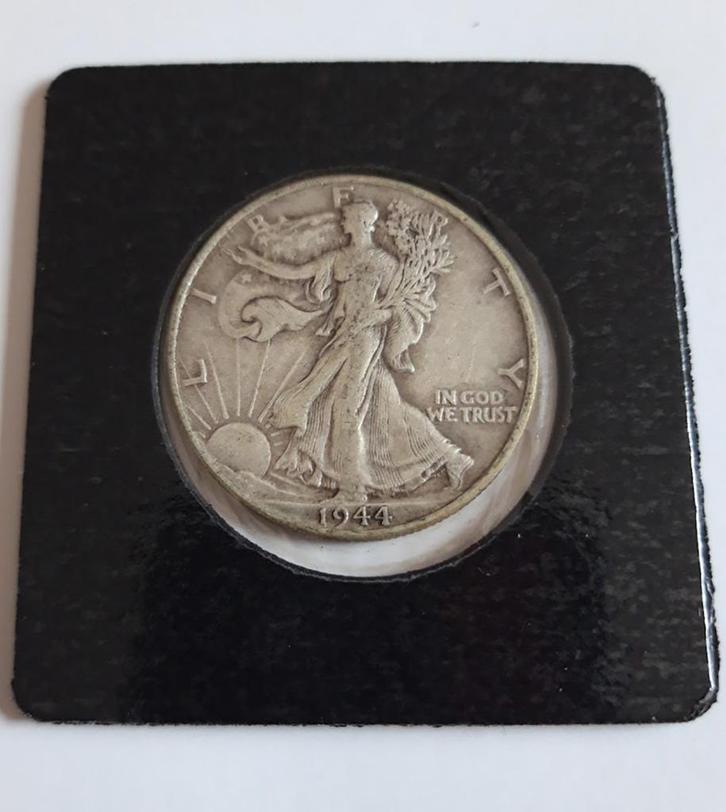 USA Walking Liberty 1944 zilver halve $ VVF - certificaat, Postzegels en Munten, Munten | Amerika, Losse munt, Noord-Amerika, Zilver