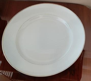 Grand plat porcelaine Limoges blanc/liseré doré - diam 31 cm beschikbaar voor biedingen