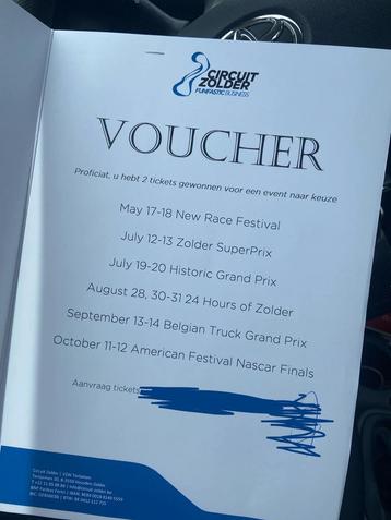 Tickets Circuit Zolder, Deux personnes