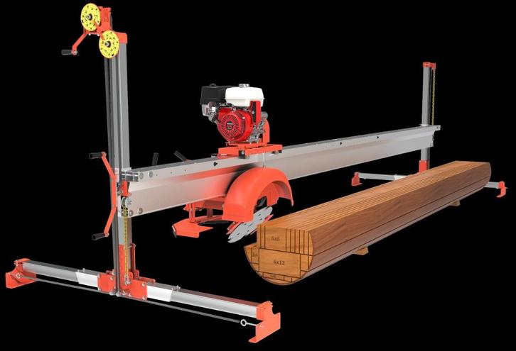 Mobiele zagerij met kantelbaar blad - 13 pk benzinemotor, Zakelijke goederen, Machines en Bouw | Houtbewerking, Ophalen