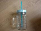 4 glazen drinkbekers met herbruikbare rietjes, Ophalen of Verzenden, Nieuw, Frisdrankglas