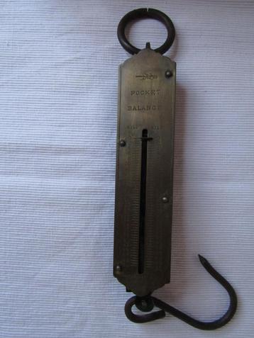Antique  balance peson à crochet type Pocket jusqu'à 50 Kg, Enlèvement ou Envoi