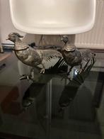 Prachtig paar fazanten gebeeldhouwd in verzilverd brons 1960, Antiek en Kunst, Ophalen of Verzenden