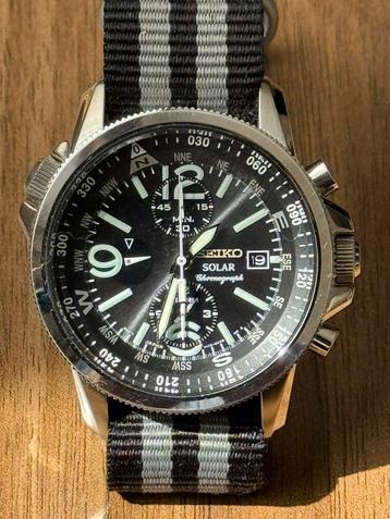 Prachtige volledige nieuwstaat Seiko Solar Chronograph  beschikbaar voor biedingen