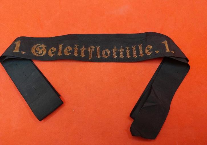 Duitse WO2 Kriegsmarine Mützenband Geleitflottille, Verzamelen, Militaria | Tweede Wereldoorlog, Ophalen of Verzenden