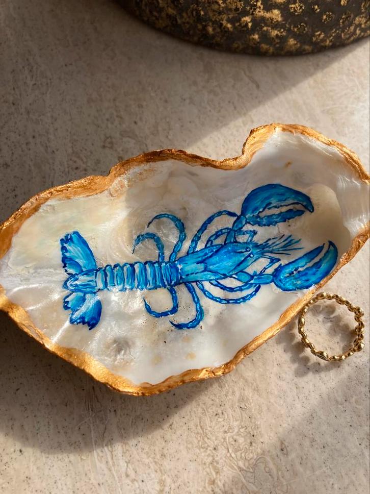 Handbeschilderde Schelp Sieradenhouder kreeft, Huis en Inrichting, Woonaccessoires | Overige, Nieuw, Ophalen of Verzenden