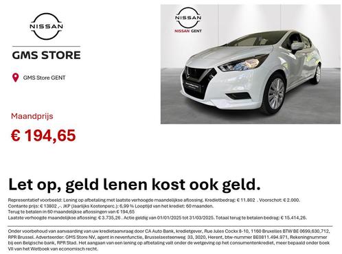 Nissan Micra 1.0 Acenta // GMS STORE NISSAN GENT, Auto's, Nissan, Bedrijf, Te koop, Micra, Airconditioning, Centrale vergrendeling