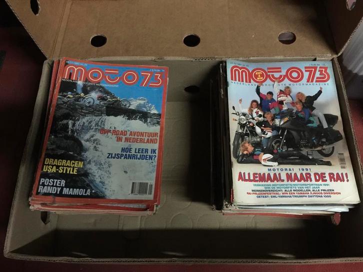 116 Tijdschriften van moto 73 van de jaren 1974 tot 2001, Livres, Journaux & Revues, Comme neuf, Enlèvement
