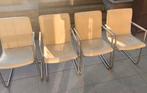 4 stoelen beige leder, Huis en Inrichting, Ophalen, Gebruikt