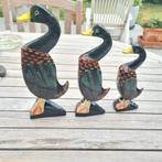 3 handgeschilderde eendjes in hout, Ophalen
