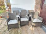 6 tuinstoelen met kussens, Ophalen, Gebruikt, Wicker, Stapelbaar