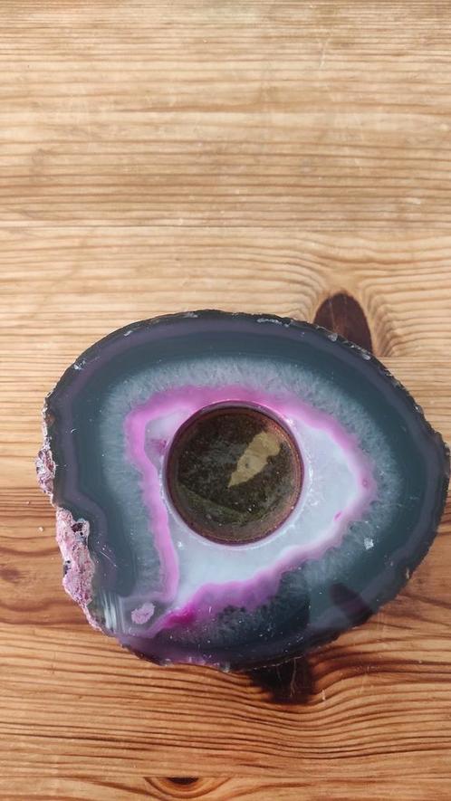 Roze Agaat theelichthouder, Verzamelen, Mineralen en Fossielen, Ophalen of Verzenden
