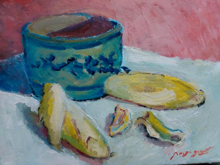 SCHILDERIJ M.VAN DEN BEMPT  "Stilleven"  30x40, Antiek en Kunst, Kunst | Schilderijen | Klassiek, Ophalen of Verzenden