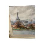 Aquarel: Stadsgezicht gesigneerd Voets Louis (Brussel 1876), Antiek en Kunst, Kunst | Schilderijen | Klassiek, Ophalen of Verzenden