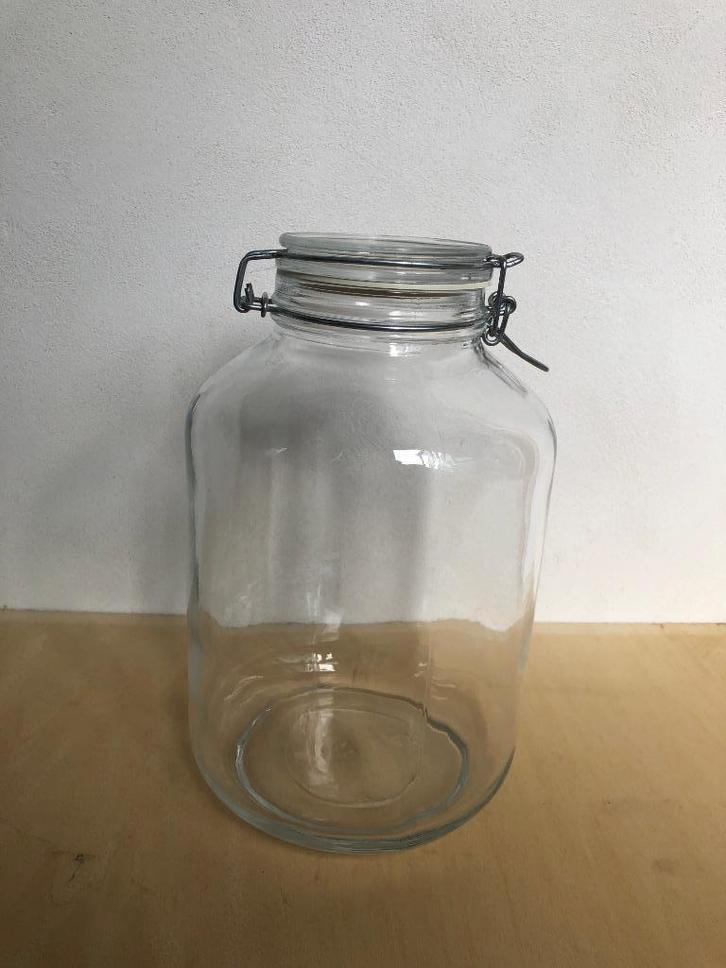 Glazen pot (blik), Huis en Inrichting, Woonaccessoires | Vazen, Zo goed als nieuw, Overige kleuren, Minder dan 50 cm, Glas, Ophalen