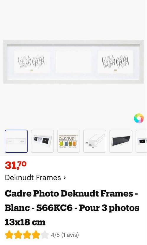Deknudt frames witte fotolijst voor 3 foto's 13x18 cm, Huis en Inrichting, Woonaccessoires | Lijsten, Zo goed als nieuw, Hout