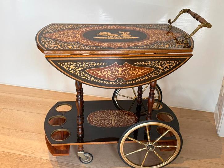 Serveer -en drankwagen - Italiaans - ‘70, Huis en Inrichting, Woonaccessoires | Etagères, Zo goed als nieuw, Ophalen