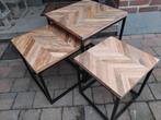 bijzettafelset of salontafelset massief Mango 3 delig  Nieuw, Enlèvement, Neuf