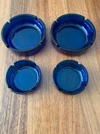Glazen asbakken 4 stuks kobalt blauw, Ophalen of Verzenden, Zo goed als nieuw