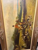 Groot olie-op-doek schilderij met klassiek jachttafereel., Antiek en Kunst, Ophalen