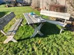Table de jardin avec 2 bancs assortis, table AFM de 2 m et b, Jardin & Terrasse, Enlèvement ou Envoi