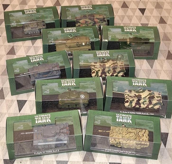 set van 10 tanks schaal 1:72 Atlas Ultimate Tank Collection, Hobby en Vrije tijd, Modelbouw | Auto's en Voertuigen, Zo goed als nieuw