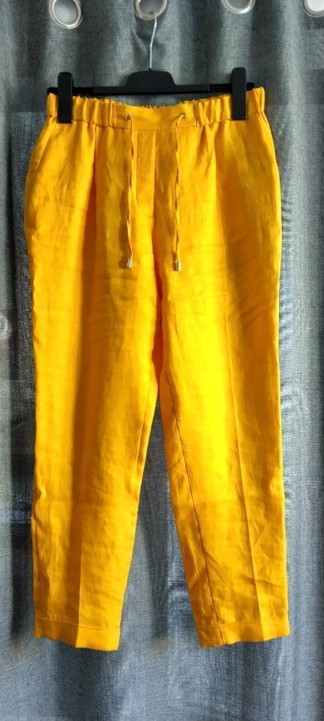 linnen broek C&A premium, Kleding | Dames, Broeken en Pantalons, Zo goed als nieuw, Maat 38/40 (M), Oranje, Lang, Verzenden