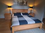 Ethnicraft dubbel bed (160x200) in lichte massieve eik, Ophalen, Verstelbaar, Beige, Tweepersoons