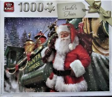 PRACHTIGE KERSTPUZZEL MET KERSTMAN EN TREIN (1000 STUKJES),, Enlèvement ou Envoi, 500 à 1500 pièces, Comme neuf, Puzzle