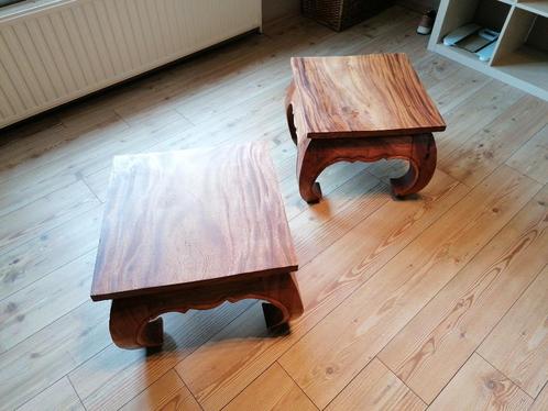 Bijzettafeltje (2), Huis en Inrichting, Tafels | Bijzettafels, Gebruikt, Vierkant, Minder dan 45 cm, Minder dan 55 cm, Hout, Ophalen