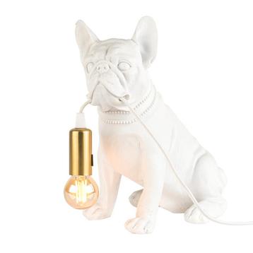 Bulldog tafellamp "Bruce" – Decoratieve lamp in mat wit beschikbaar voor biedingen