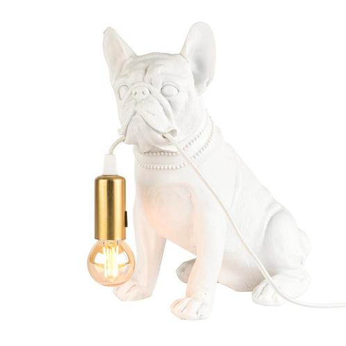 Bulldog tafellamp "Bruce" – Decoratieve lamp in mat wit, Huis en Inrichting, Lampen | Tafellampen, Nieuw, Ophalen