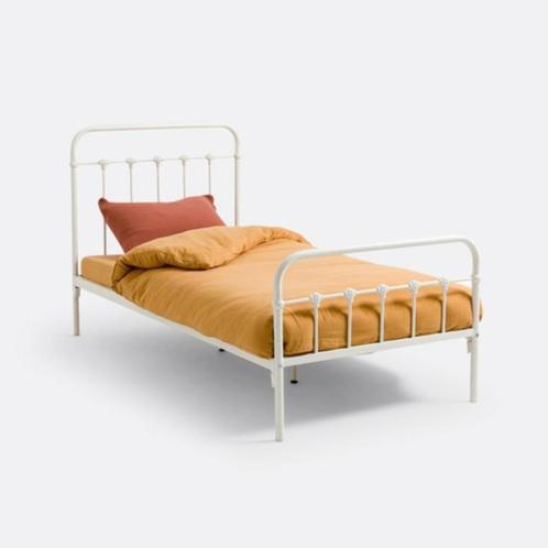 Eenpersoonsbed, Huis en Inrichting, Slaapkamer | Bedden, Gebruikt, Eenpersoons, 90 cm, 190 cm of minder, Overige materialen, Wit