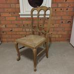 Gesculpteerde antieke stoel met rieten zitting zeer stevig, Antiek en Kunst, Ophalen