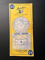 Michelinkaart nr.43-Zaragoza-Barcelona—Spaanse editie 1964, Ophalen of Verzenden, Zo goed als nieuw, Frankrijk