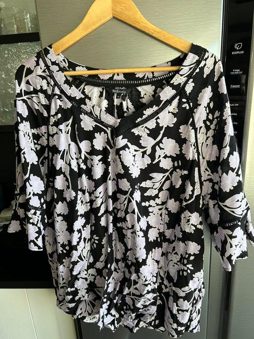 Gloednieuwe prachtige zwart/paarse blouse maat 48, Kleding | Dames, Blouses en Tunieken, Nieuw, Maat 46/48 (XL) of groter, Zwart