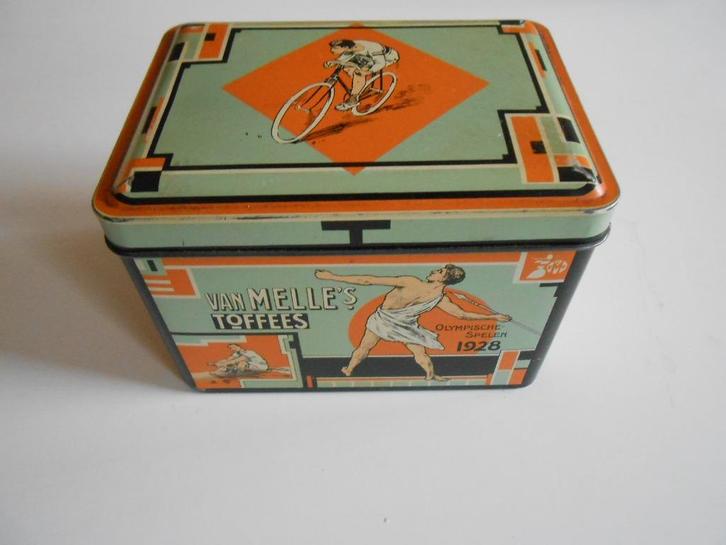 Blikken doos Van Melle's toffees ., terugblik 1928, Verzamelen, Blikken, Ophalen of Verzenden