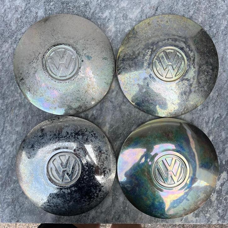 VW Wieldop 4x130 set KG Kever T14 68- chroom, Auto diversen, Auto-accessoires, Gebruikt, Ophalen of Verzenden