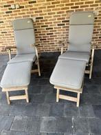 Twee houten ligstoelen, Tuin en Terras, Ligbedden, Ophalen, Verstelbaar